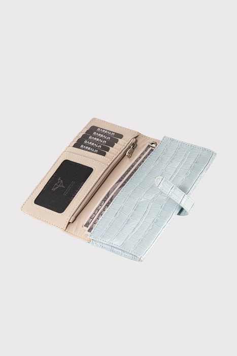 Zoozie Bags Croco Baby Blue Cartera de Mujer Piel PU Azul Bebé Elegante y Sofisticada 17cm x 1.5cm x 9cm